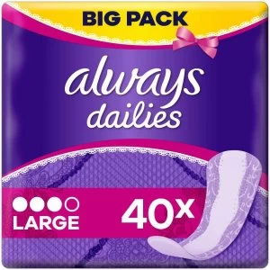 image of Always Dailies Panty Liners Large 40 pack