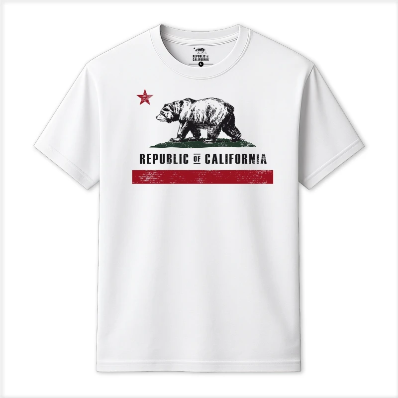 Image of Republic of California Old Flag T-Shirt White male Medium