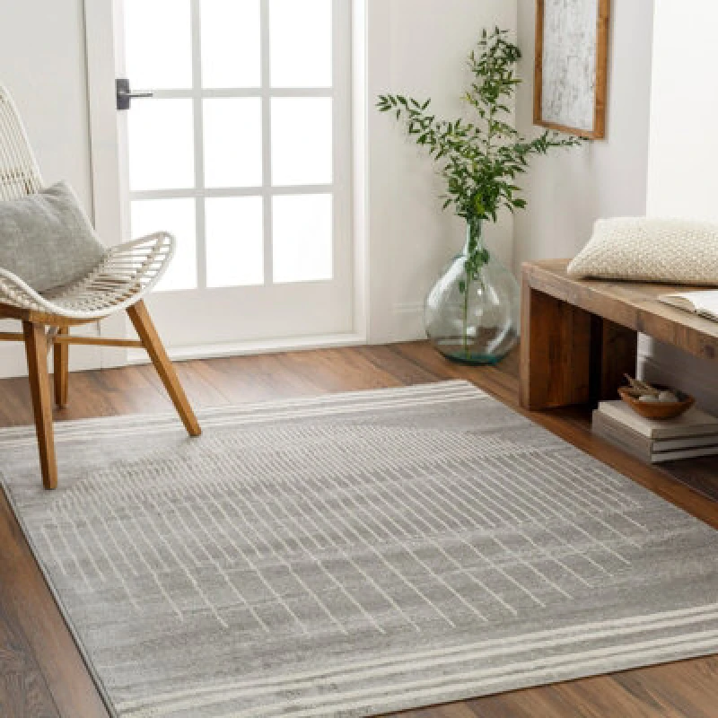 Image of Livabliss Scandi Geometric Medium Grey Enso Area Rug 160 X 215cm - Easy Care, Non Shedding, Ideal For Living Room & Bedroom