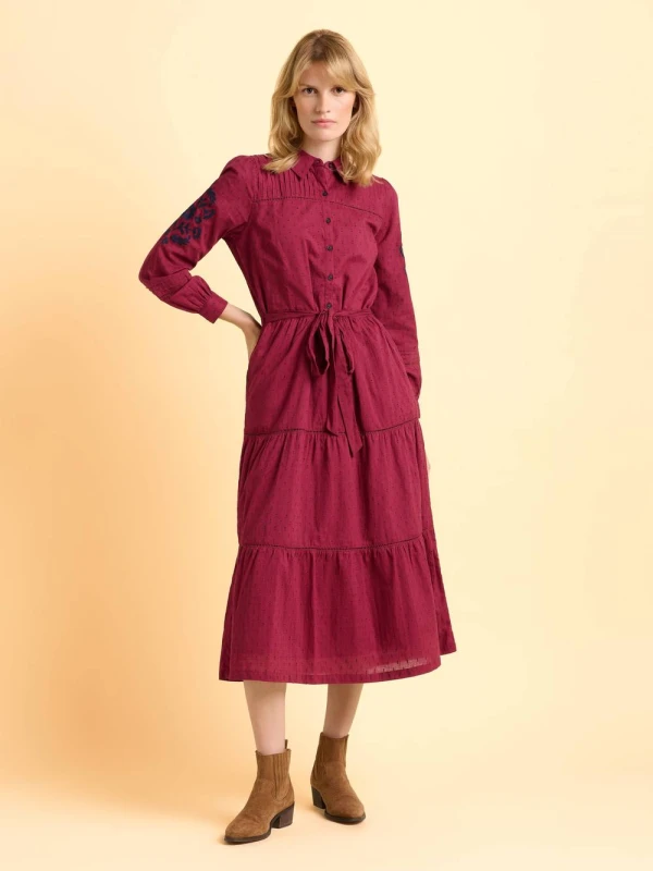 Image of Brakeburn Womens Embers Dress in Burgundy Size: 14 Burgundy Female 14