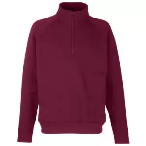 image of Fruit of the Loom Adults Unisex Classic Zip Neck Sweatshirt (L) (Burgundy)