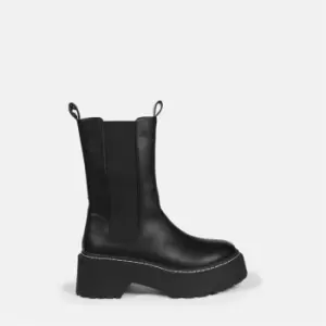 Image of Missguided Pull on Tab Detail Chunky Ankle Boots - Black