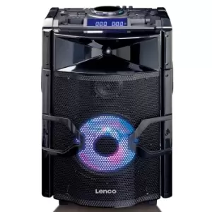 Image of Lenco PMX-250 High Powered PA/DJ Mixer System with Bluetooth, USB, Built-in Battery, Wireless Microphone & Party Lights - Black