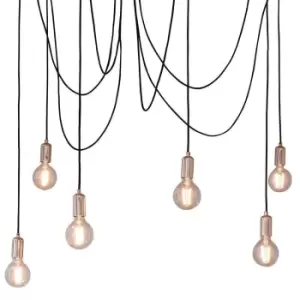 Image of Multi Light Ceiling Pendant 6 Bulb Gloss Copper Industrial Adjustable Hang Hook