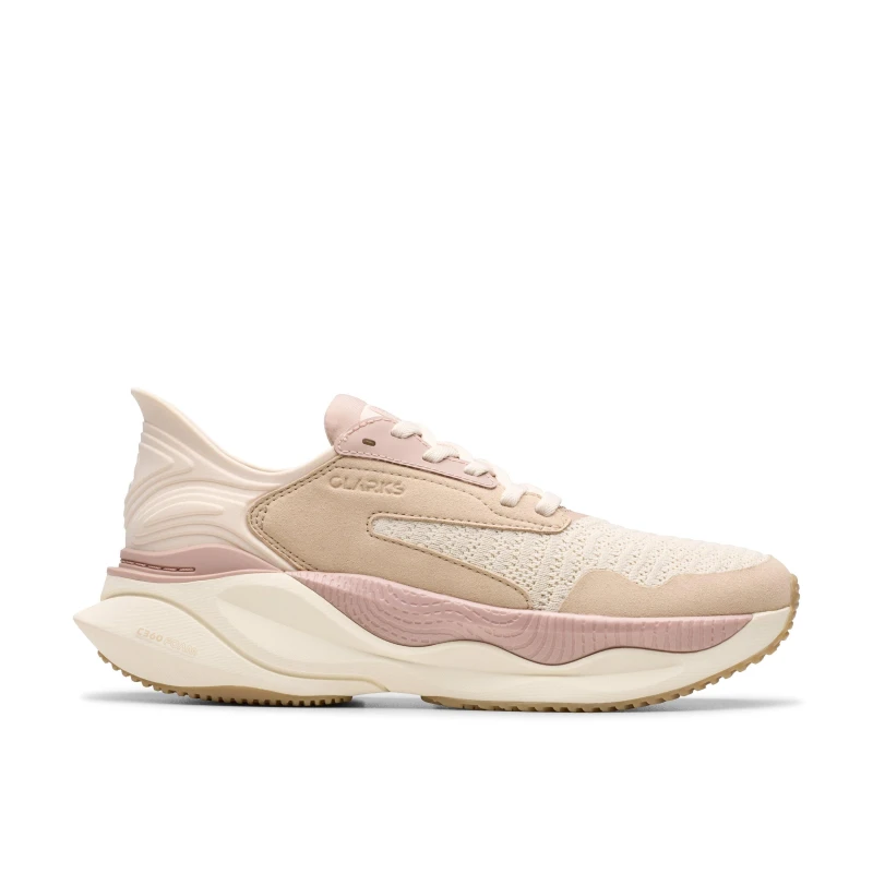 Image of Clarks Women Clarks Pace Sand Combination Trainers in Beige Size: 3-Standard Fit Beige 3-Standard Fit Female 5063421586473