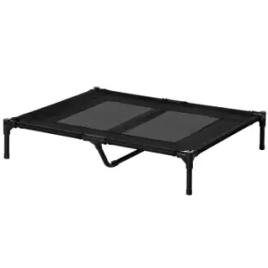 Image of PawHut Large Raised Dog Bed Cat Elevated Lifted Cooling Portable Camping Basket Outdoor Indoor Mesh Pet Cot Metal Frame, Black