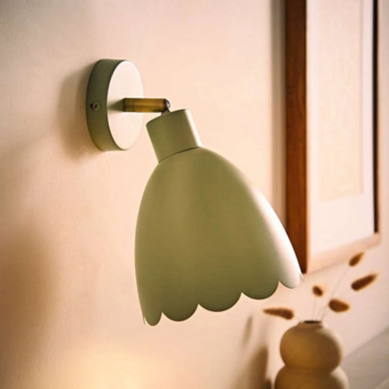 Image of Valuelights Millie Sage Green Scallop Adjustable Wall Light And Bulb
