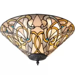 image of Medium Tiffany Glass Wall Light - Dimmable LED Lamp - 2 x 60W E27 GLS Required