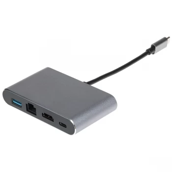 image of Nikkai USB Type-C to Multi-Port USB-A 3.0 / HDMI / RJ45 / USB-C Docking Station - Silver