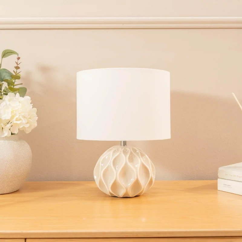 Image of ValueLights ValueLights Pair Of Luca Natural Ceramic Table Lamps Natural One Size Unisex 5059406038327