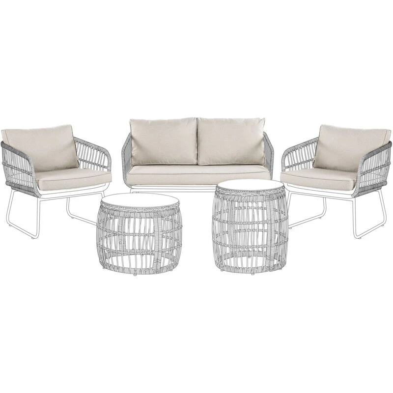 Image of Beliani Outdoor Cushion Cover Set Ravello Beige