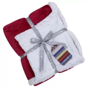 image of Lux Sherpa Fleece Throw Red