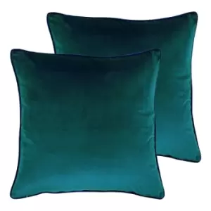 Image of Paoletti Meridian Twin Pack Polyester Filled Cushions Teal/Navy