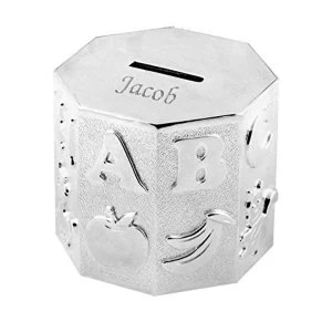 image of Bambino Silver Plated Money Box - ABC Block