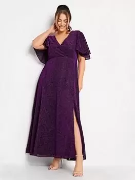 Image of Yours Metallic Maxi Dress, Purple, Size 16, Women