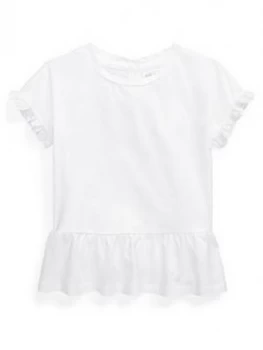 Image of Ralph Lauren Baby Girls Peplum Hem T-Shirt - White