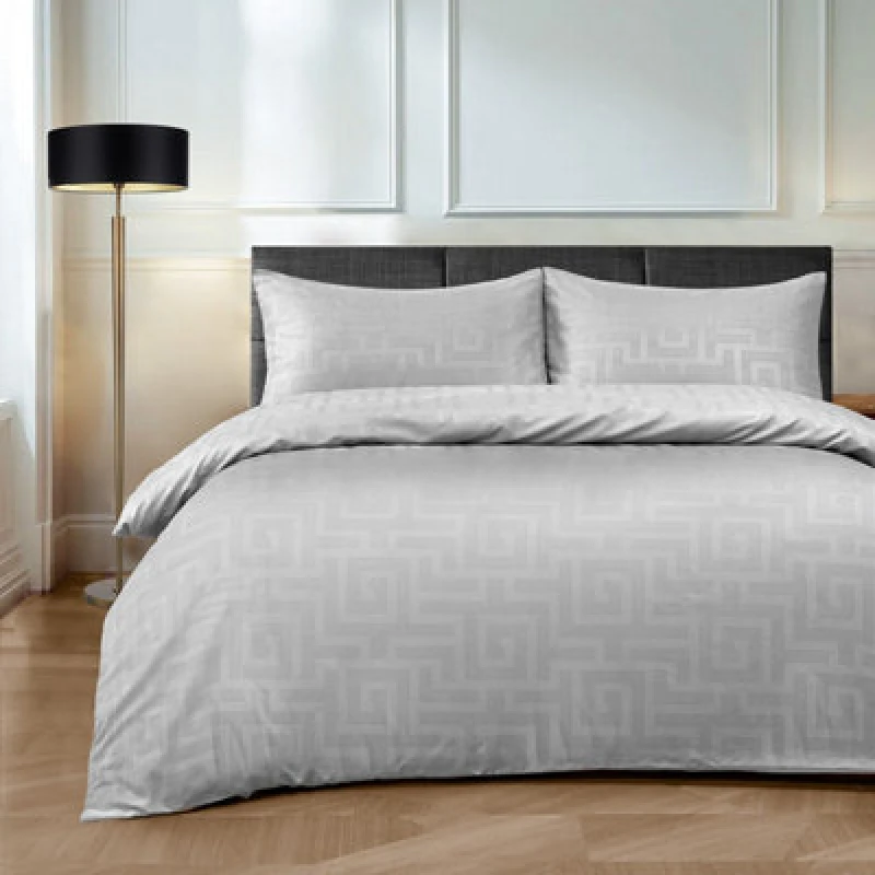 Image of Velosso Elegant Embossed Duvet Cover Set With Pillowcases, Modern Bedroom Decor, Luxury Bedding Set, Easy-Care - Grey