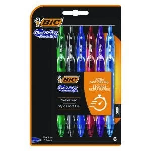 Image of Bic Gel-ocity Quick Dry Gel Pen Assorted Pack of 6 964769