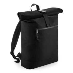 image of Bagbase Rolled Top Recycled Backpack (One Size) (Black)