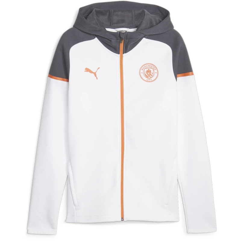Image of Puma Mcfc Casuals Hooded Jkt Hoody Mens Puma White male S