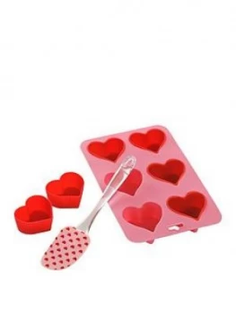 Image of Premier Housewares 9 Piece Silicone Heart Baking Set