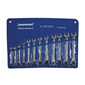 Image of Silverline Fixed Head Ratchet Spanner Set 12pce - 8 - 19mm