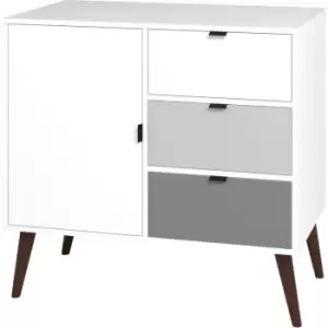 image of Out & out Boston White Sideboard with Grey Accent Drawers- 85cm x 44.5cm x 90cm