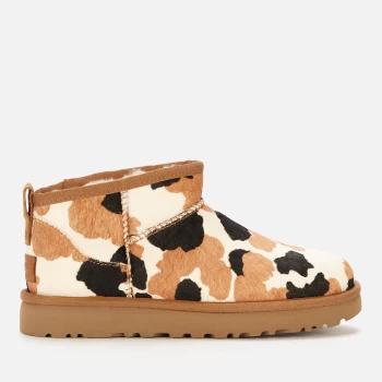 Image of UGG Womens Classic Ultra Mini Cow Print Boots - Chestnut - UK 7