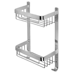 Image of Croydex Large 2 Tier Bathroom Storage Basket - Chrome