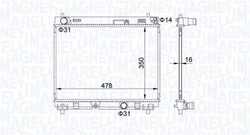Image of MAGNETI MARELLI Engine radiator MAGNETI MARELLI 350213208200
