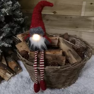 Image of 72cm Lit Plush Christmas Gonk with Dangly Legs & Aviator Hat in Red & Grey
