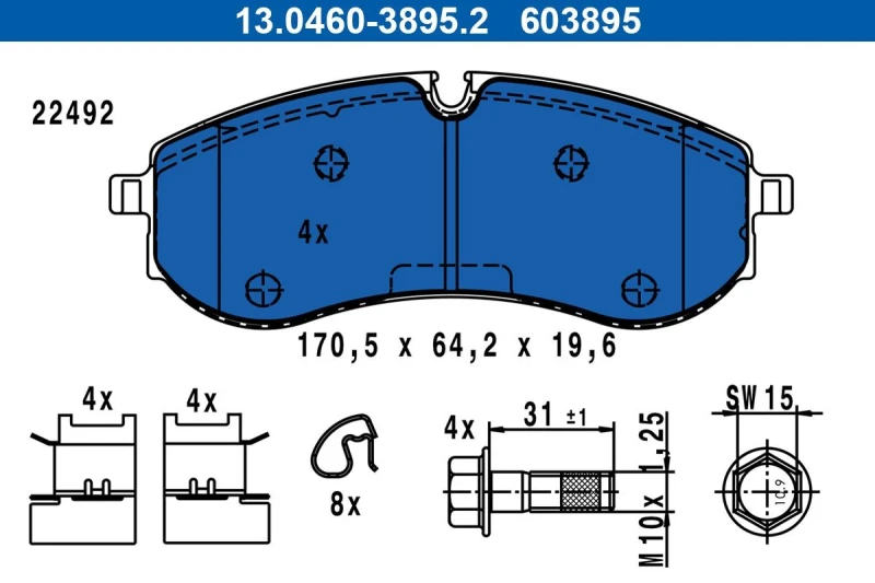 Image of Brake pad set ATE 13.0460-3895.2