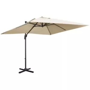 image of Outsunny 2.7 x 2.7 m Cantilever Parasol, Square Overhanging Umbrella with Cross Base, Crank Handle, Tilt, 360° Rotation, Aluminium Frame, Cream White