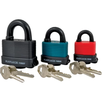 Image of Laminated Black Steel Key Padlock - 69MM
