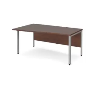 image of Office Desk Left Hand Wave Desk 1600mm Walnut Top With Silver Frame Maestro 25 MB16WLSW