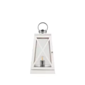 image of White Wash and Chrome Lantern Table Lamp