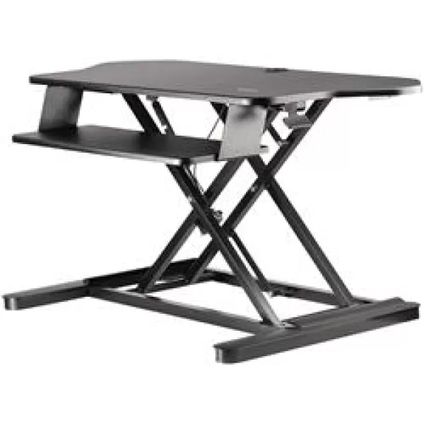 Image of StarTech.com Corner Sit Stand Desk Converter with Keyboard Tray