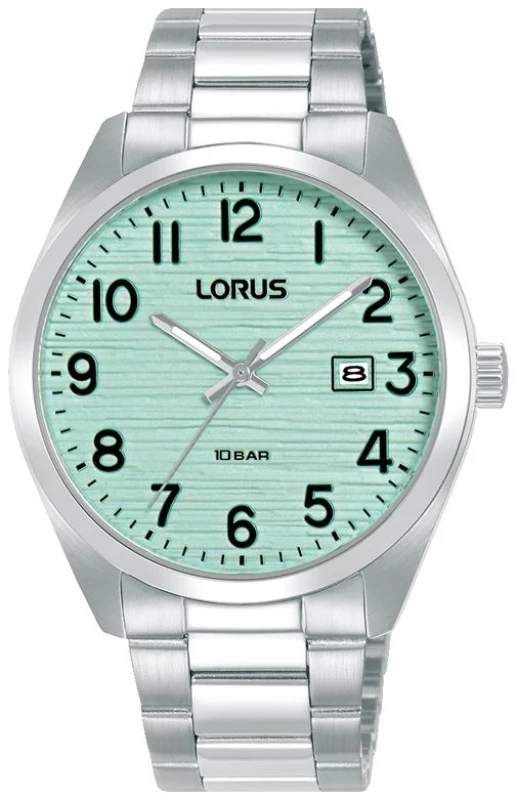 Image of Lorus Lorus Men Classic Silver Tone Aqua Green Watch RH909RX9 Silver One Size Male 4894138361463