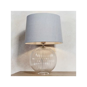 Image of Endon Lighting Jemma & Mia - Table Lamp Clear Ribbed Glass & Charcoal Linen 1 Light IP20 - E27