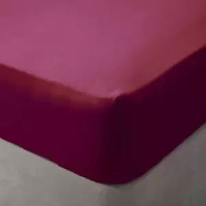 Image of Belledorm Brushed Cotton Fitted Sheet (Superking) (Red) - Red