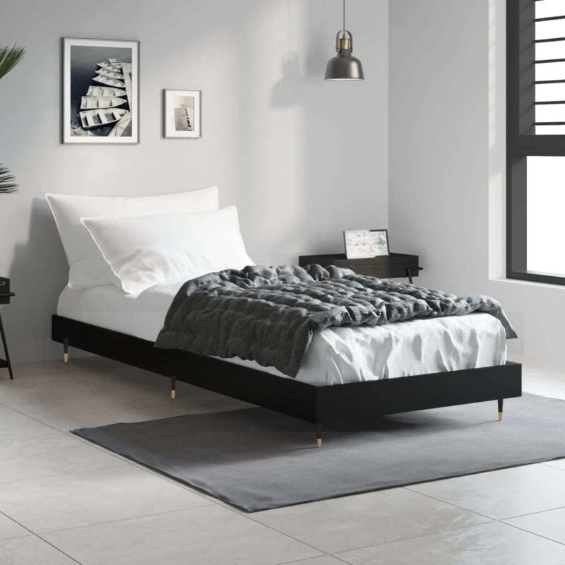Image of VIDAXL Bed Frame without Mattress Black 75x190cm Small Single Engineered Wood Vidaxl 8720845796914