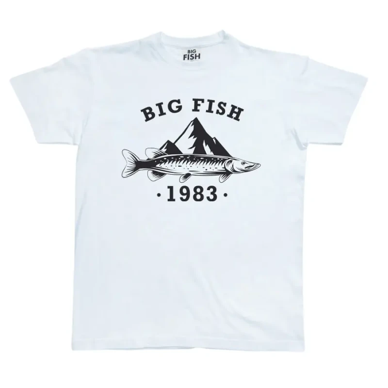 Image of Big Fish T-Shirt Big Fish Pike Moutain Blanc Male S TEE-PRINT--PIKEMOUNTAIN-WHITE-S