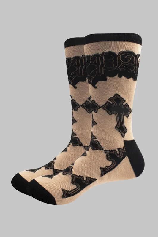Image of Tupac Shakur Tupac Shakur Tupac Cross Logo Ankle Socks in Brown Brown One Size Unisex 5056561023977