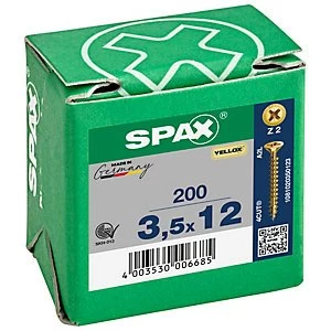 Image of Spax Pz Countersunk Yellox Screws - 3.5x12mm Pack Of 200