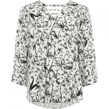 image of Label Lab Bamboo Print Sally Back Woven Top - Black & White