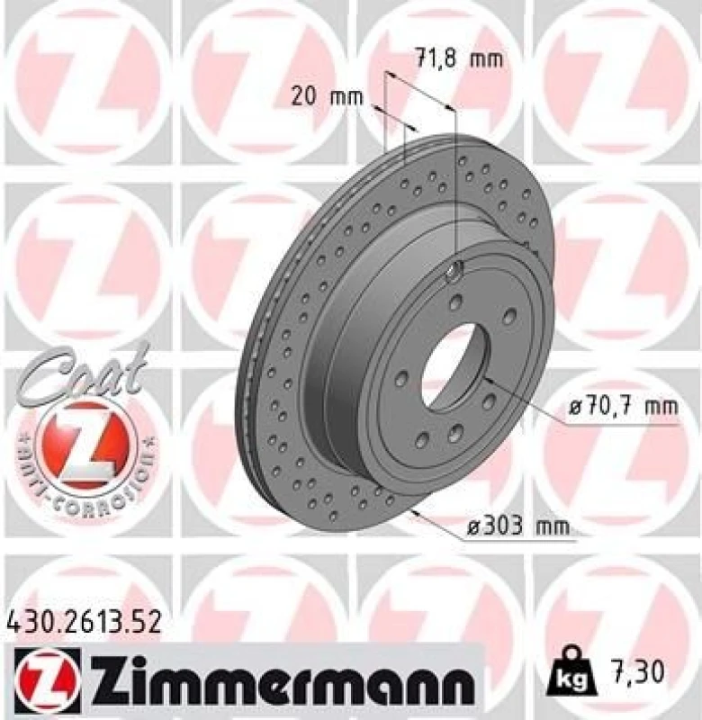 Image of ZIMMERMANN Brake disc ZIMMERMANN 430.2613.52