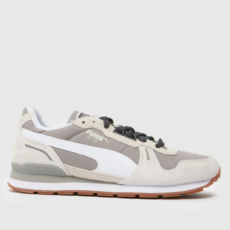 Image of PUMA Mens RX 737 Trainers in Grey & White, Suede/Mesh, Size: 7 Grey/White UK 7