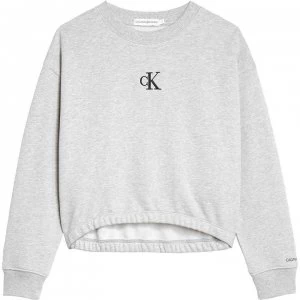 Image of Calvin Klein Calvin Logo Boxy Crew Neck Jumper - Grey PZ2