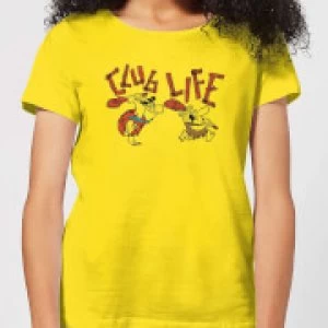 The Flintstones Club Life Womens T-Shirt - Yellow - L - Yellow