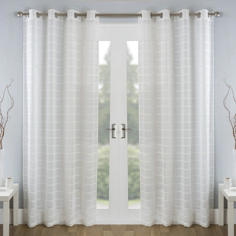 Image of JD Williams Antigua Linen-look Eyelet Voile Grey 145X137 TD69004